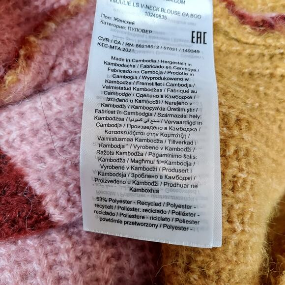 Vero Moda Colorful V-Neck Knit Sweater Size S - Picture 11 of 11